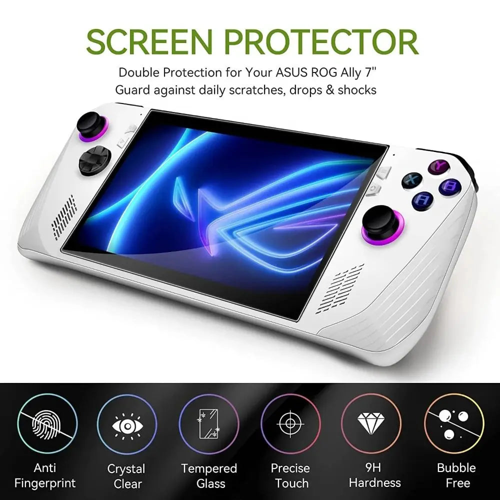 2/3pc Tempered Glass Protective Film for Asus ROG Ally Screen Protector Curved Edge Anti Scratch Handheld Console Game Accessory