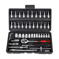 Professional 46pcs Cr-V Steel Socket Set with Ratchet Wrench Storage Bag Durable Sockets Extension Bar for Auto Home Repair