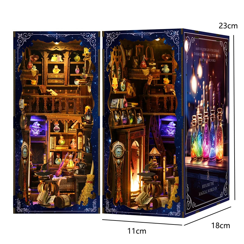DIY Wooden Book Nook Insert Kit Doll Houses Building Toys Bookends Bookshelf Decor DollHouses Toys For Kids Xmas Gifts