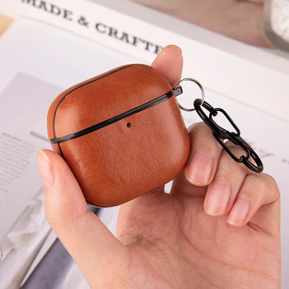 Retro Leather PU Case For AirPods 4 4th ANC 2024 Cover With Cleaner Pen Headphone Wireless Charging Box For AirPods 4 Coque Capa