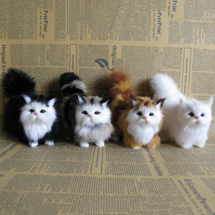 Cute Simulation Cat Plush Toys Hard Stuffed Kitten Model Fake Cat Realist Animals For Kids Girls Birthday Valentine's Day Gift