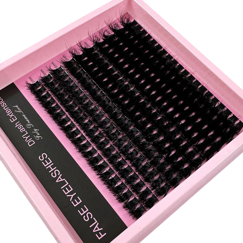 50D-160D 8D Luxury Fluffy DIY Cluster Lashes - 8-16mm Mixed Length Eyelash Extension 0.07mm Russian D Curl Thick And Reusable