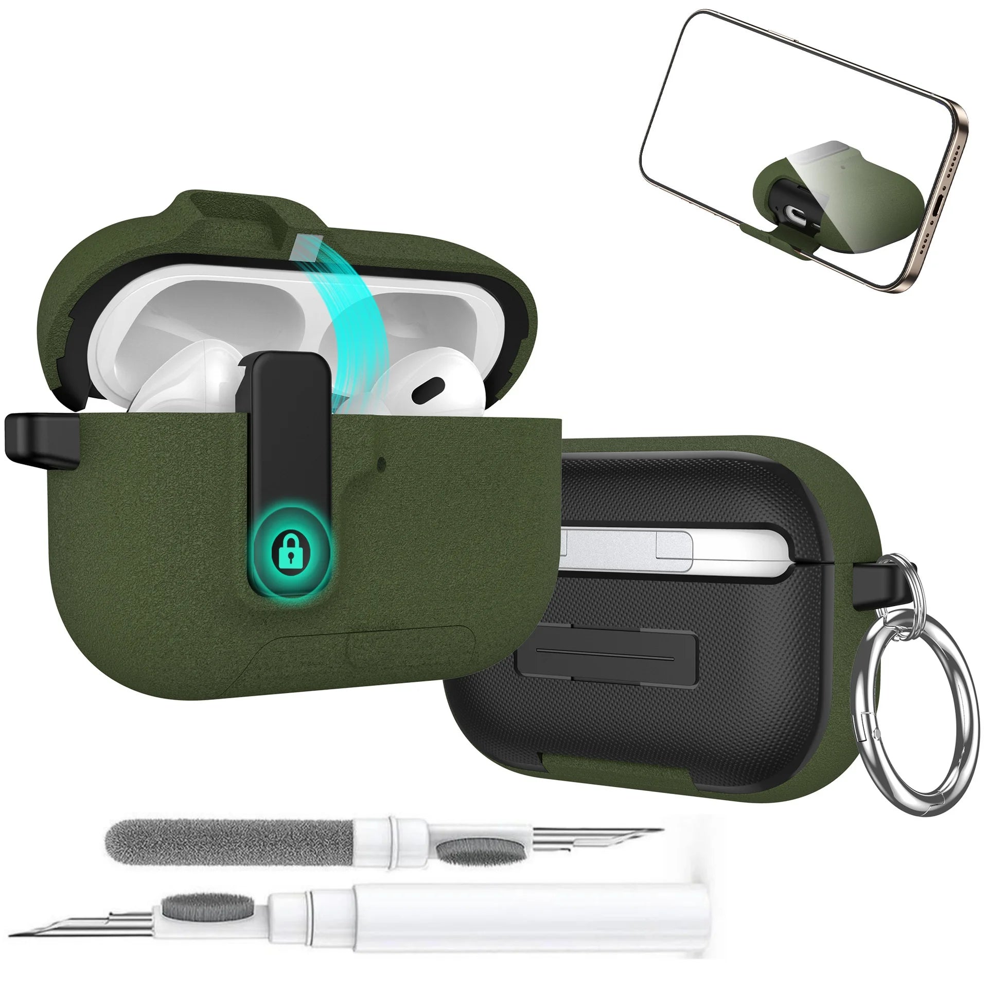 2025 for Airpods Pro 3 Protective Case Phone Stand Design with Cleaner Kit Magnetic Automatic Lock for Airpods Pro 3(Sand Stone)