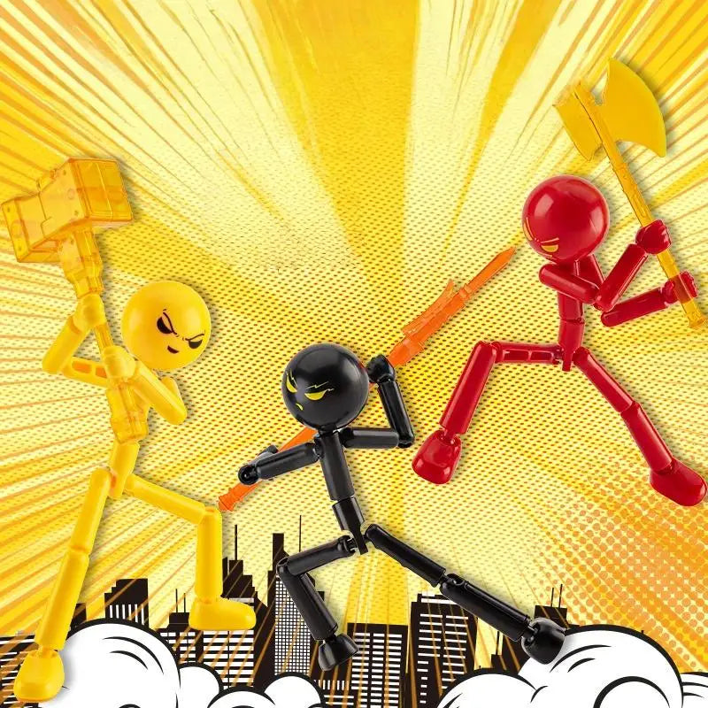 1 Set Novelty Action Figure Stickman Assembled Robot Movable Multi-jointed Stickman Toy 3d Printing Mannequin