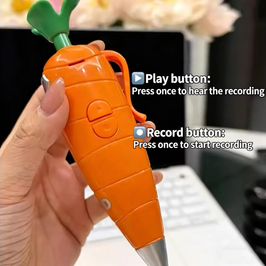 NEW Carrot Recorder Pen | for Kids | 60s Mini Recorder | 2-in-1 Gel Pen Stationery-----