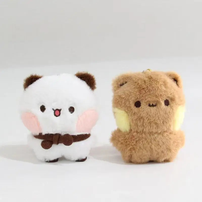 1/2Pcs New Panda Bubu and Yier Plush Pendant Keychain Dolls Cute Cartoon Panda Bear Key Ring Backpack Pendant Couple Gifts