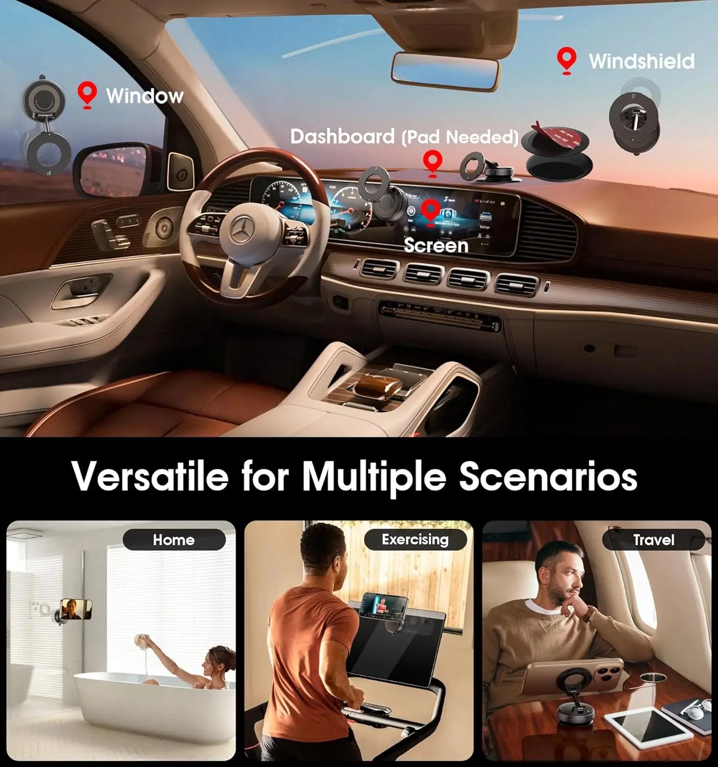 360° Rotating Vacuum Magnetic Car Phone Holder New Model Dashboard Glass Mount Multi-Scenario Automotive Navigation Stand