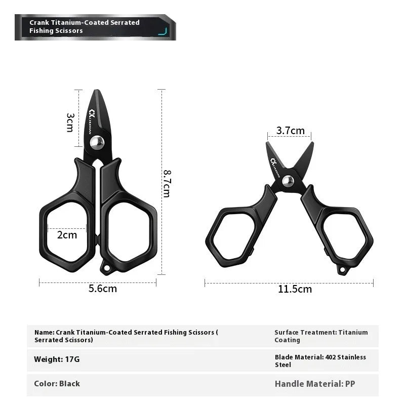 Portable titanium plated fishing scissors for hanging strings, PE line fishing line, Dali Ma stainless steel lure scissors