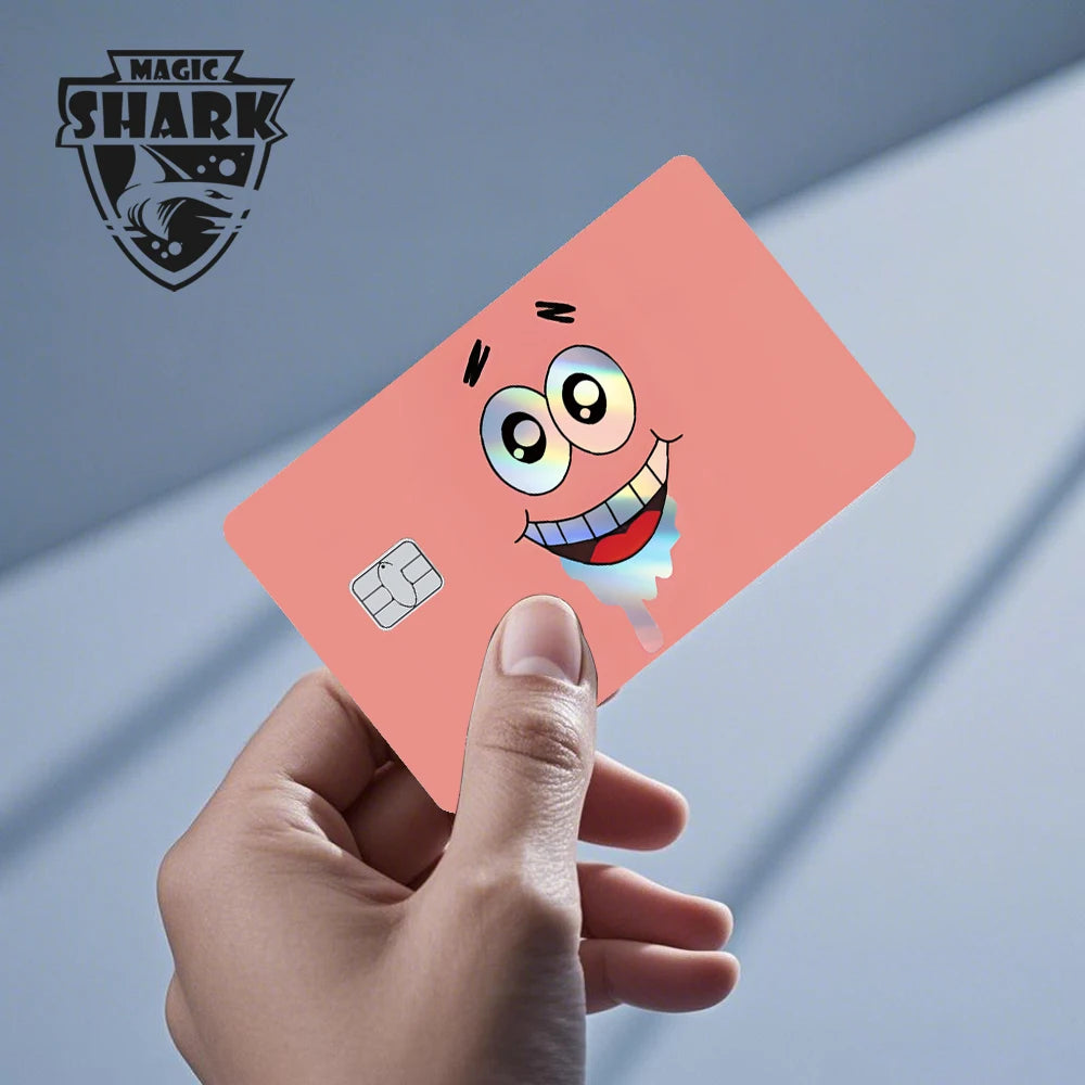 Magic Shark 2026 New Arrival Funny Cute Cartoon Holographic Sticker Laser Film Shinny Skin for Debit Credit Bank Card
