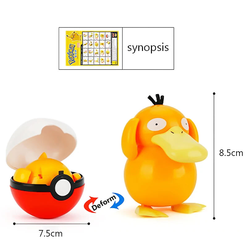 Funny Pokemon Transformation Cartoon Model Pokeball Pikachu Toys Scalable Anime Figure Dolls Model Ornaments Kids Birthday Toys