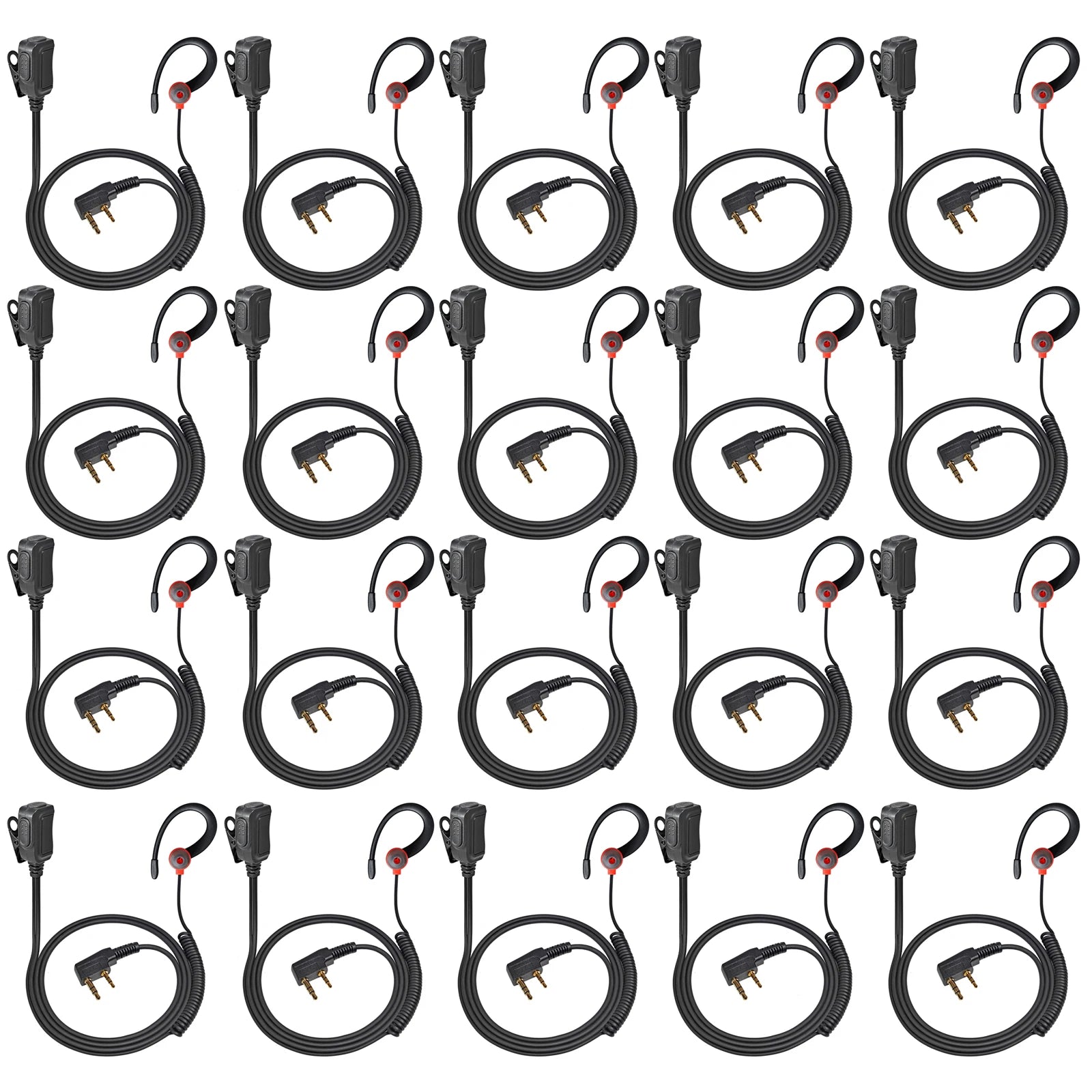 Two Way Radio 2 Pin K Head Soft Ear Hook Earpiece Walkie Talkie Headset with Mic PTT for BaoFeng UV-5R BF-888s Kenwood Retevis