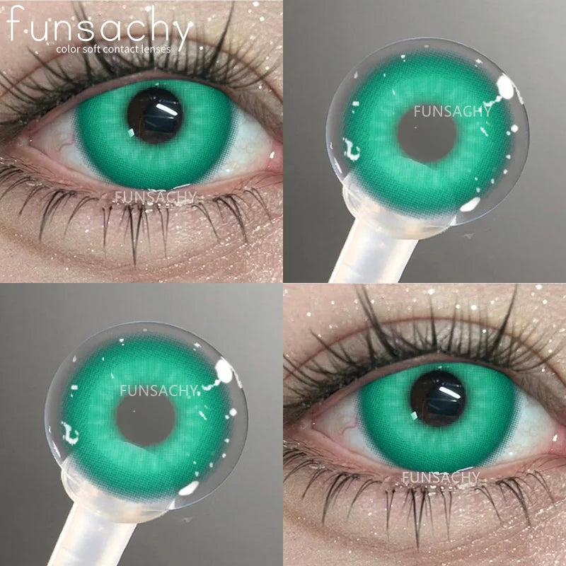 FUNSACHY 1Pair Colorful Cosplay Contact Lenses for Eyes Colored Fashion Pink Contacts Lens Green Cosmetic Pupil Yearly Red Lens