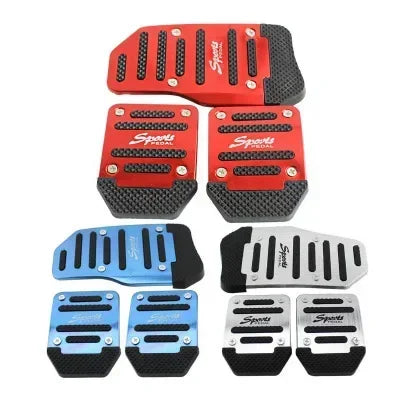 Aluminum Car Pedal Cover Set  Automatic Manual Transmission Gas Foot Covers in Red Silvery, Blue - Stylish Auto Interior