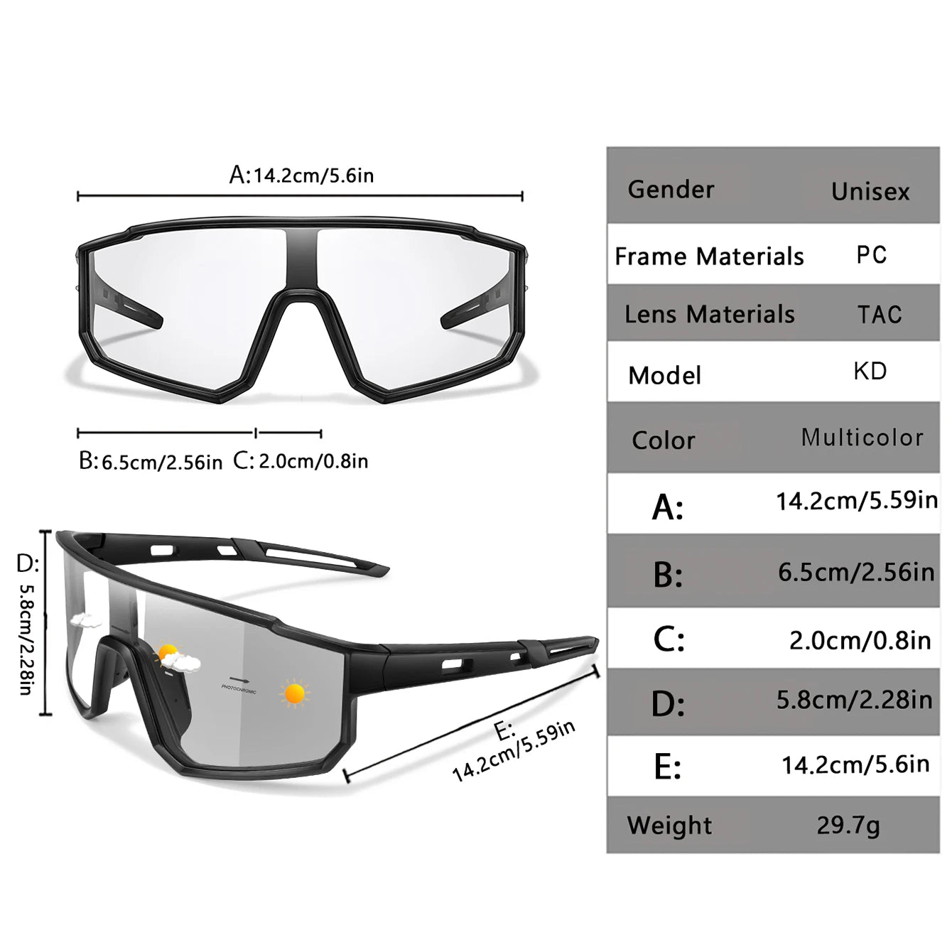 New Style Brand Photochromic Eyewear Men Women Bicycle MTB Bike Running Fishing Cycling Glasses Comfortable Windproof Goggles