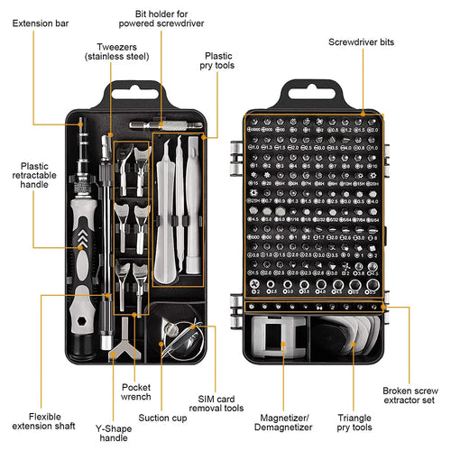 25/115/135/140 in1 Screwdriver Set  Magnetic Torx Phillips Screw Bit Kit  With Electrical Remover Wrench Repair Phone PC Tools