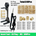 Threaded Brass Insert Nut 3d Printing Tool M2 M3 M4 M5 Heat Set Insertion Soldering Iron Kit Hot Melt Knurled Nut for Plastic PC