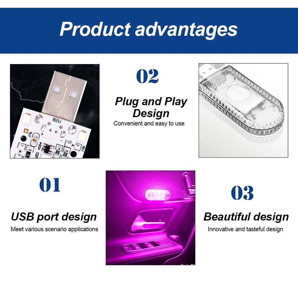 1 pc Multi Color Car Light Wireless LED Touch Light Roof Light Sensor Read Lamp Mini USB Charging Light Car Interior Accsesories
