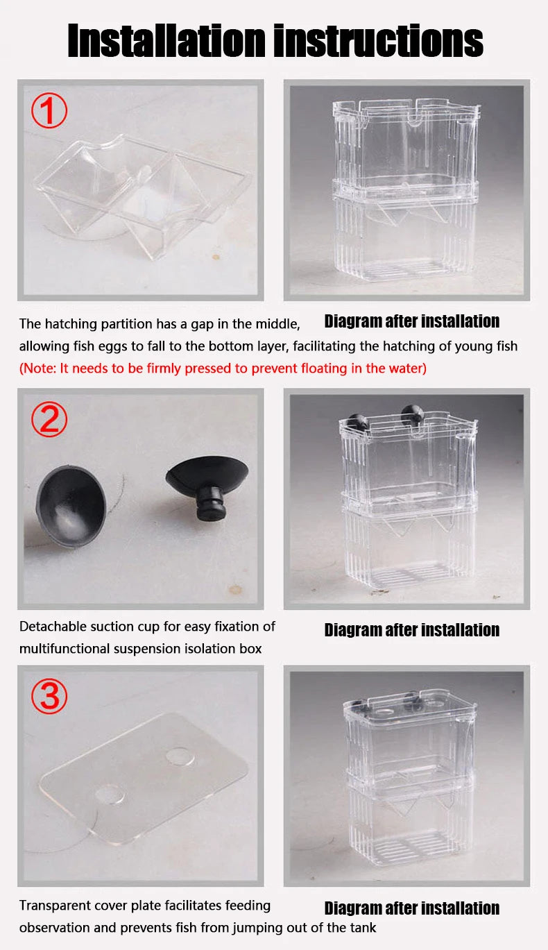 1PC Aquarium Fish Breeder Box Durable Betta Fish Tank Fish Breeding Isolation Box Hatching Incubator Box For Baby Fish Shrimp