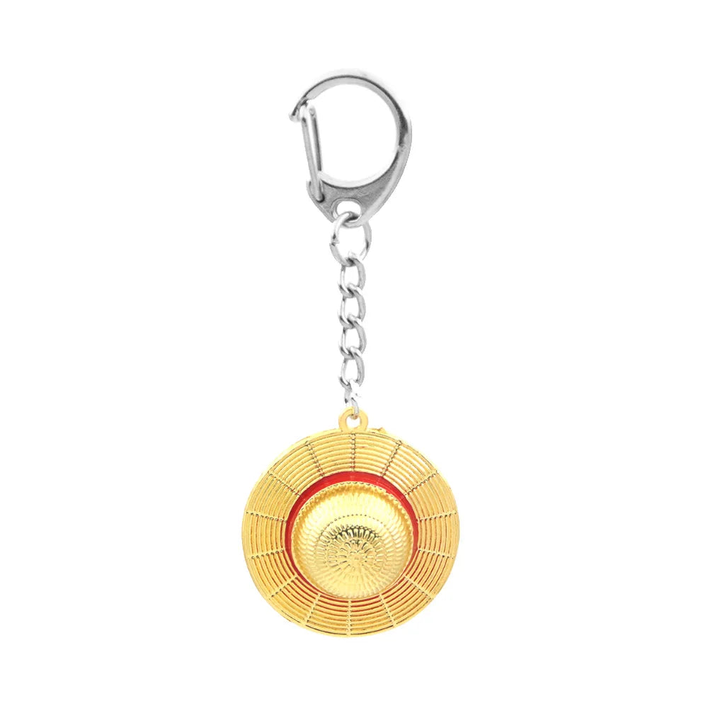 Classic Anime Keychain Straw Hat Pendant Metal Key Chains For Fans Cosplay Keyrings Accessories Jewelry