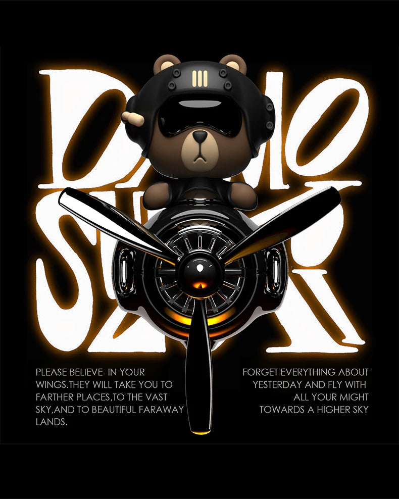 Head shake rotating propeller plane cool bear pilot car air fresheners accessories decoration fun diffuser perfume fragrance men