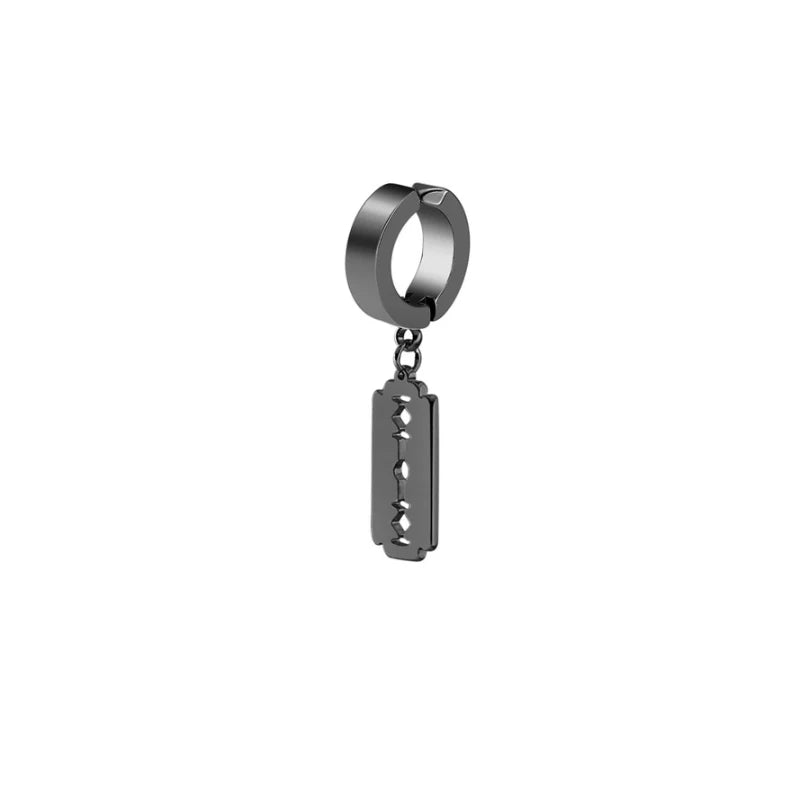 1 Pcs Clip On Hoop Earrings For Men Women Stainless Steel Fake Non Piercing Magnetic Dangle Earring Black Huggie Hoop