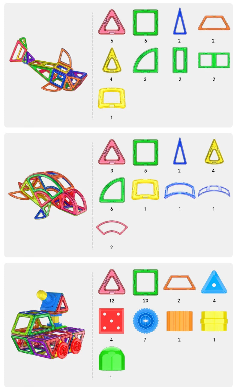 large Magnetic tiles Designer Magnet Building Blocks Accessories Educational Constructor Toys For Children Kids Girls Set Gift