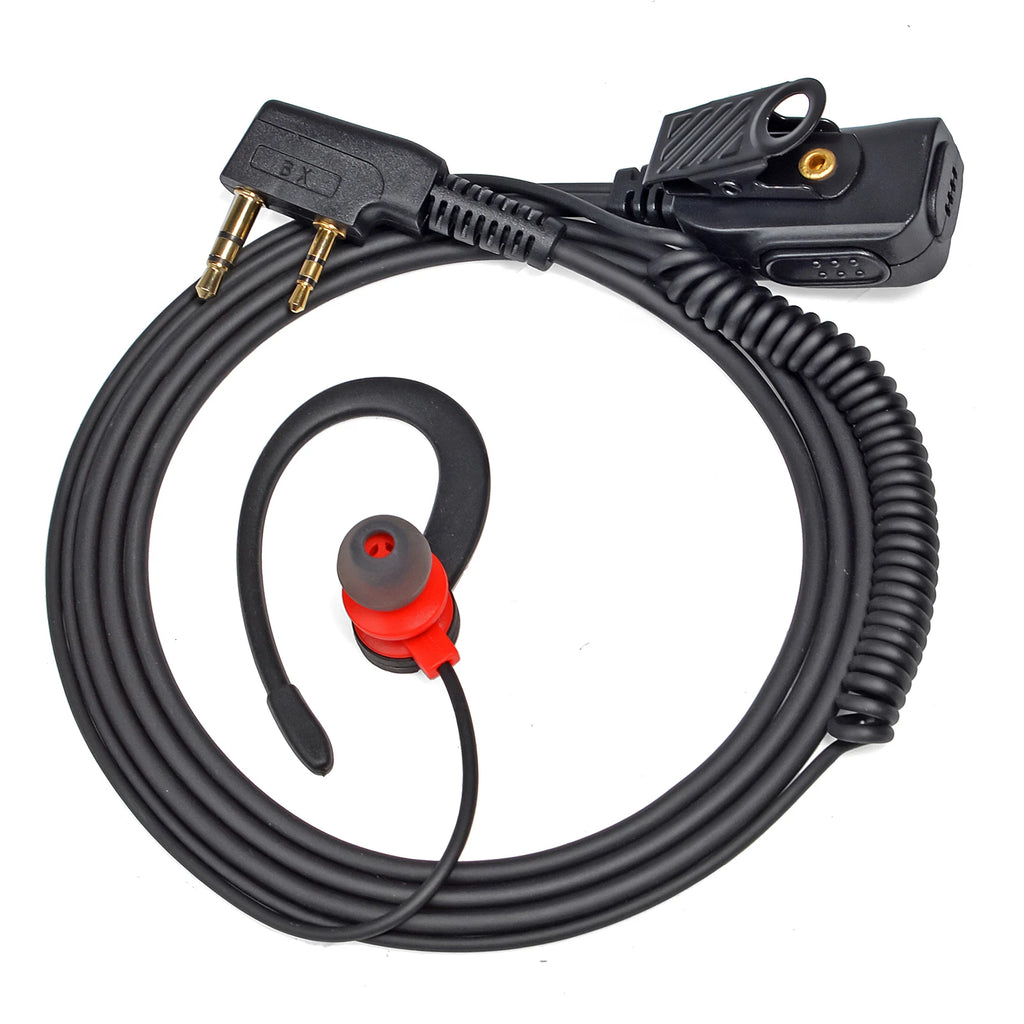 Two Way Radio 2 Pin K Head Soft Ear Hook Earpiece Walkie Talkie Headset with Mic PTT for BaoFeng UV-5R BF-888s Kenwood Retevis