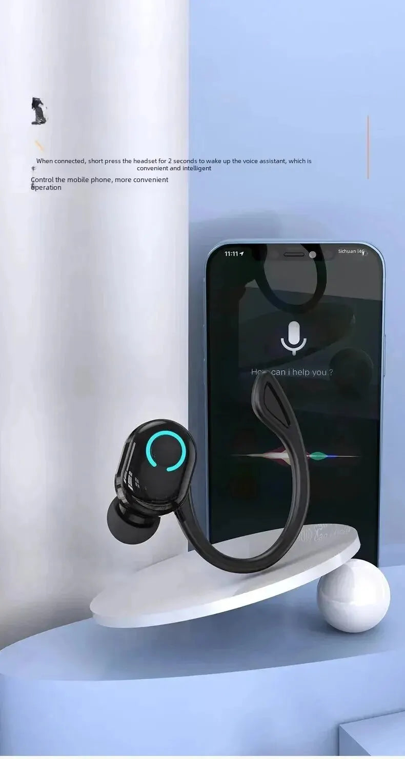 Bluetooth 5.2 Wireless Headset Single Ear-Hook Earplugs Ultra Long Battery Life Business Earphone Mobile Phone Headphone Earbuds
