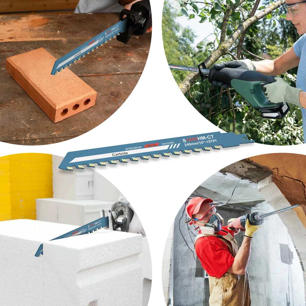 Demolition Masonry Reciprocating Saw Blade Hard Alloy Blade for Cutting Brick, Wood, Metal, PVC Tube, Porous Concrete, Hand Tool