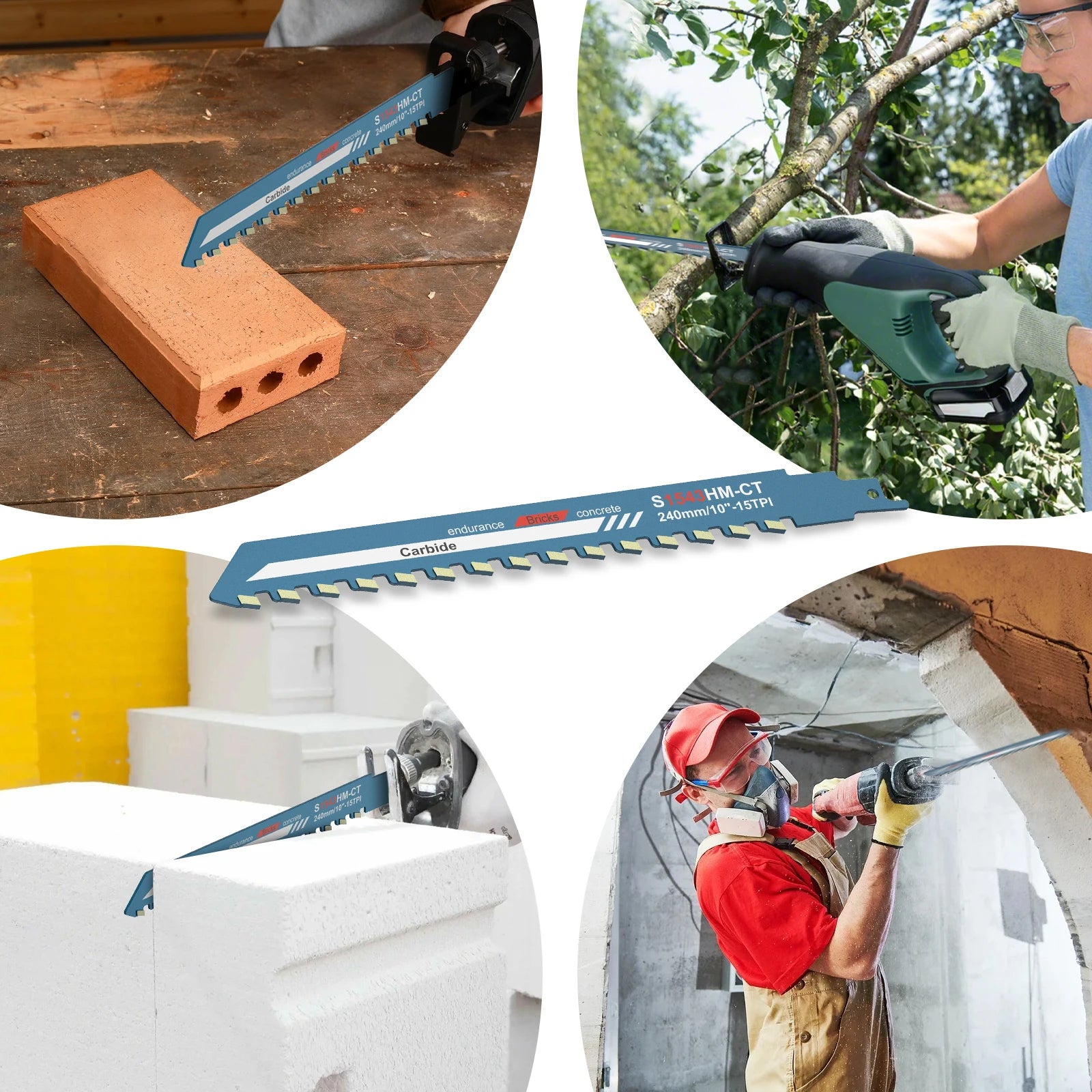 Demolition Masonry Reciprocating Saw Blade Hard Alloy Blade for Cutting Brick, Wood, Metal, PVC Tube, Porous Concrete, Hand Tool