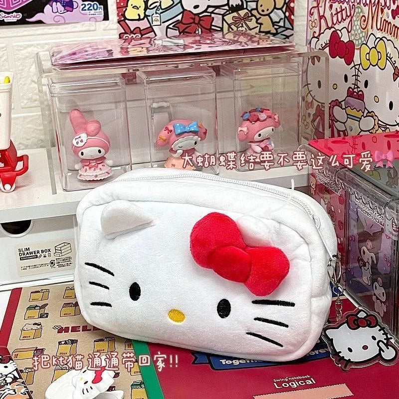 Kitty Pochacco Cute Plush Japanese Ins Style Pencil High-capacity Case Pencil Case Student Stationery KT Cat Cartoon Gift