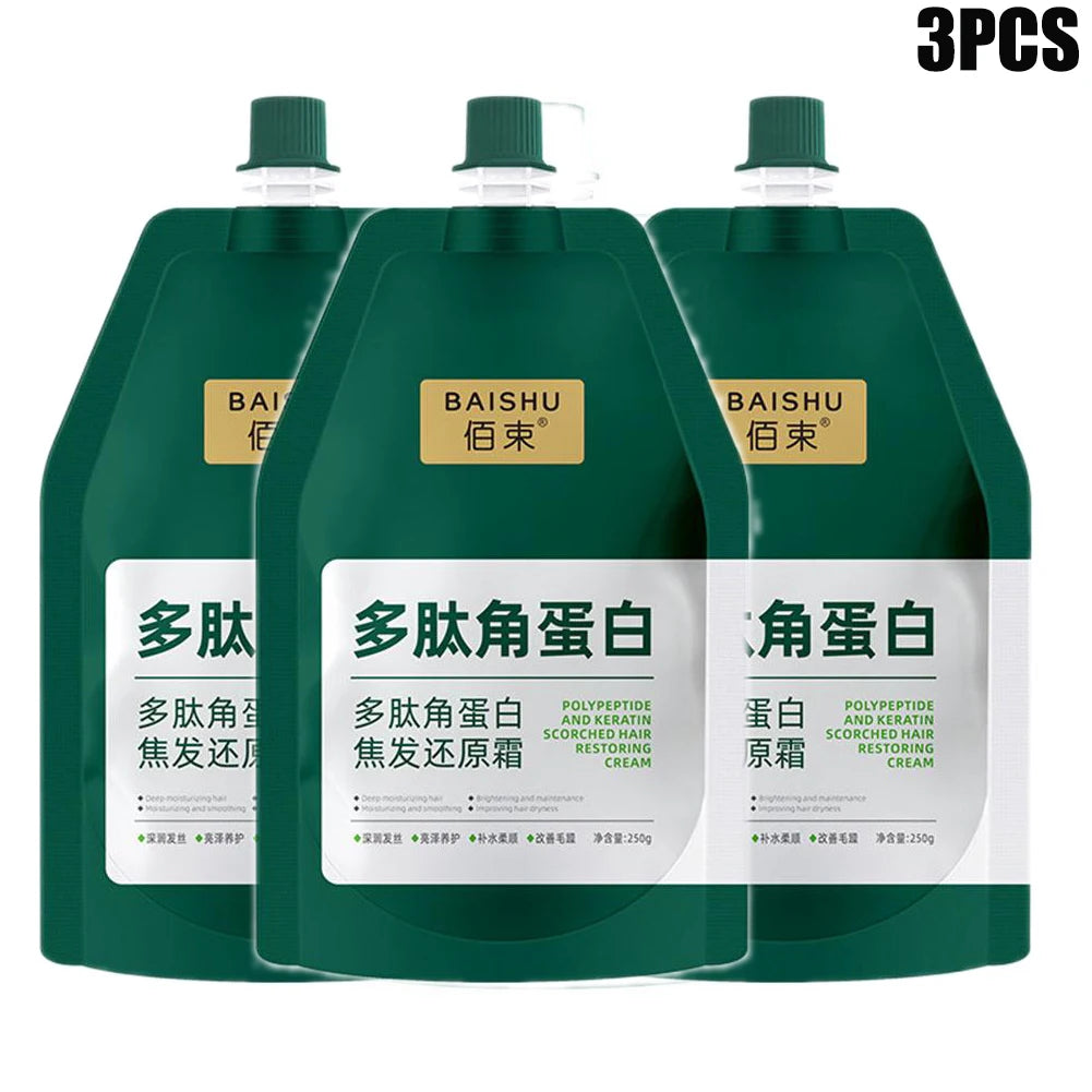 250g Polypeptide Keratin Deep Conditioner Hair Mask Keratin Hair Restoring Cream Dry Damaged Hair Treatment Burnt Hair Restoring