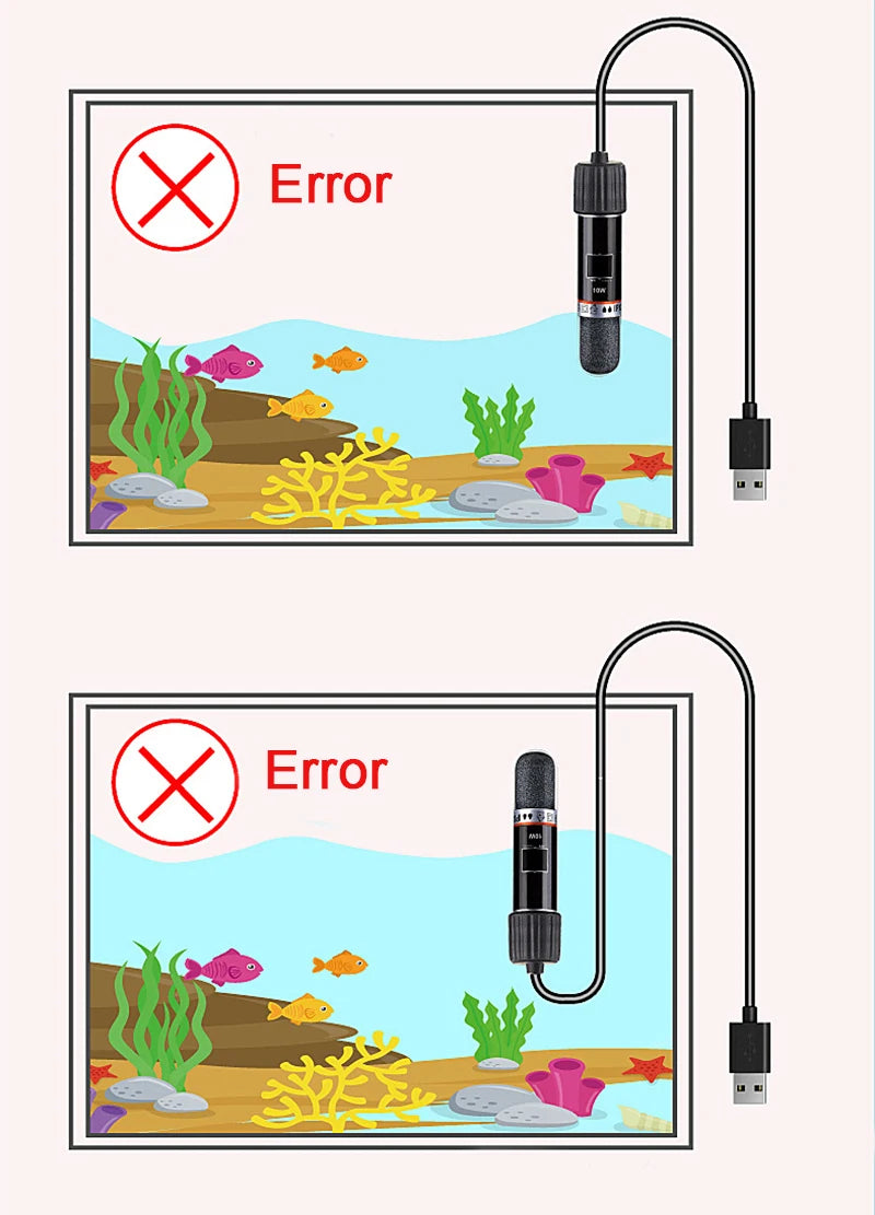 USB Mini Aquarium Heating Rod For Small Fish Tank 26°C Constant Temperature Aquarium Heater Submersible Thermostat Heater 10W