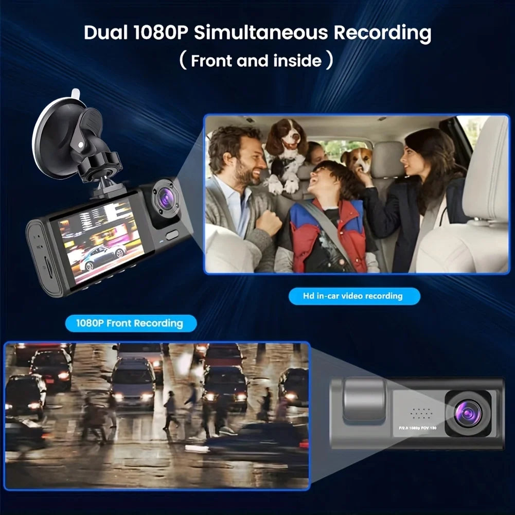 1080P Dual camera Dash Cam for cars,Front And Inside,car camera with IR Night Vision,Loop Recording,wide angle Car DVR Came