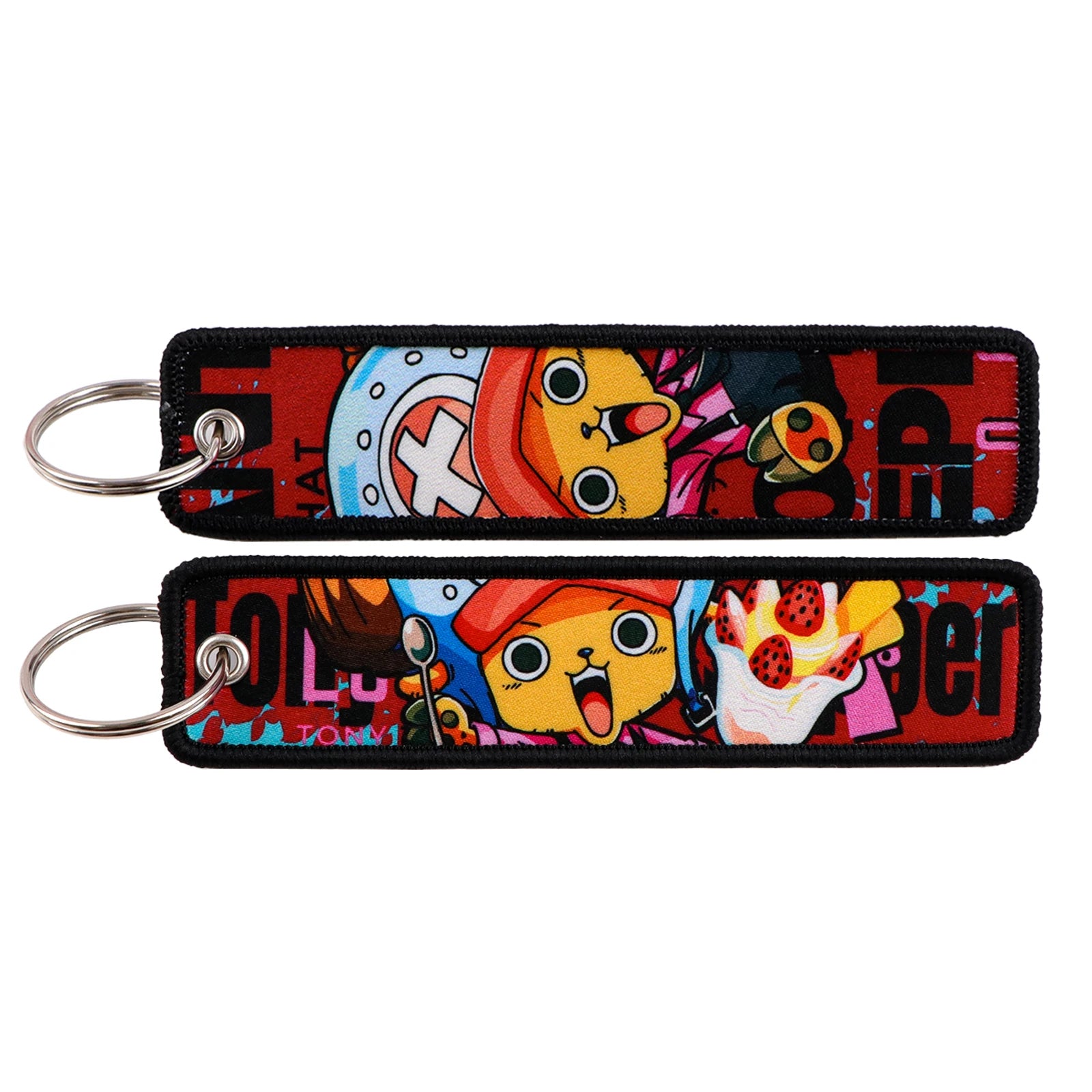Anime Pirate Embroidery Key Fobs Manga Key Tags Cool Keychains for Women Men Car Keyrings Cosplay Accessories Friends Gift Toy