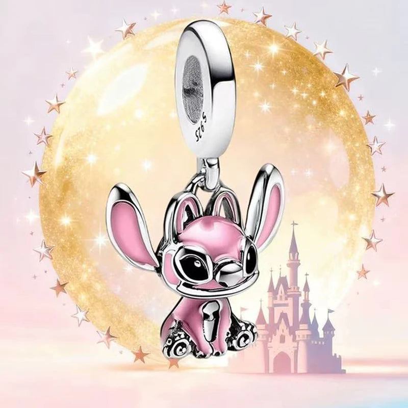 Charms plata de ley Disney Gold Plated Lily Flower Pendant Beads Fits 3mm Bracelets Necklace For Women Luxury DIY Fine Jewelry