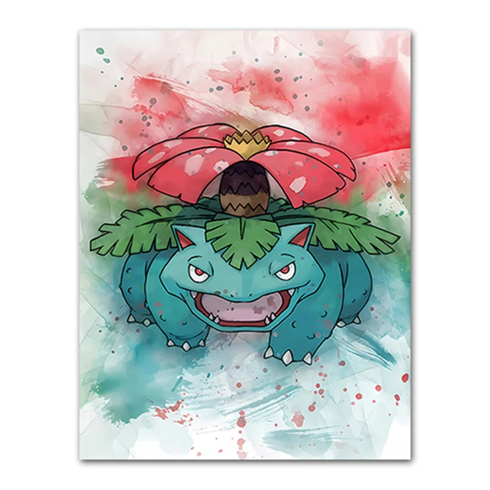 Anime Pokemon Canvas Painting Bulbasaur Charmander Squirtle Poster and Print Watercolor Wall Art Picture Home Decor Kids Gifts