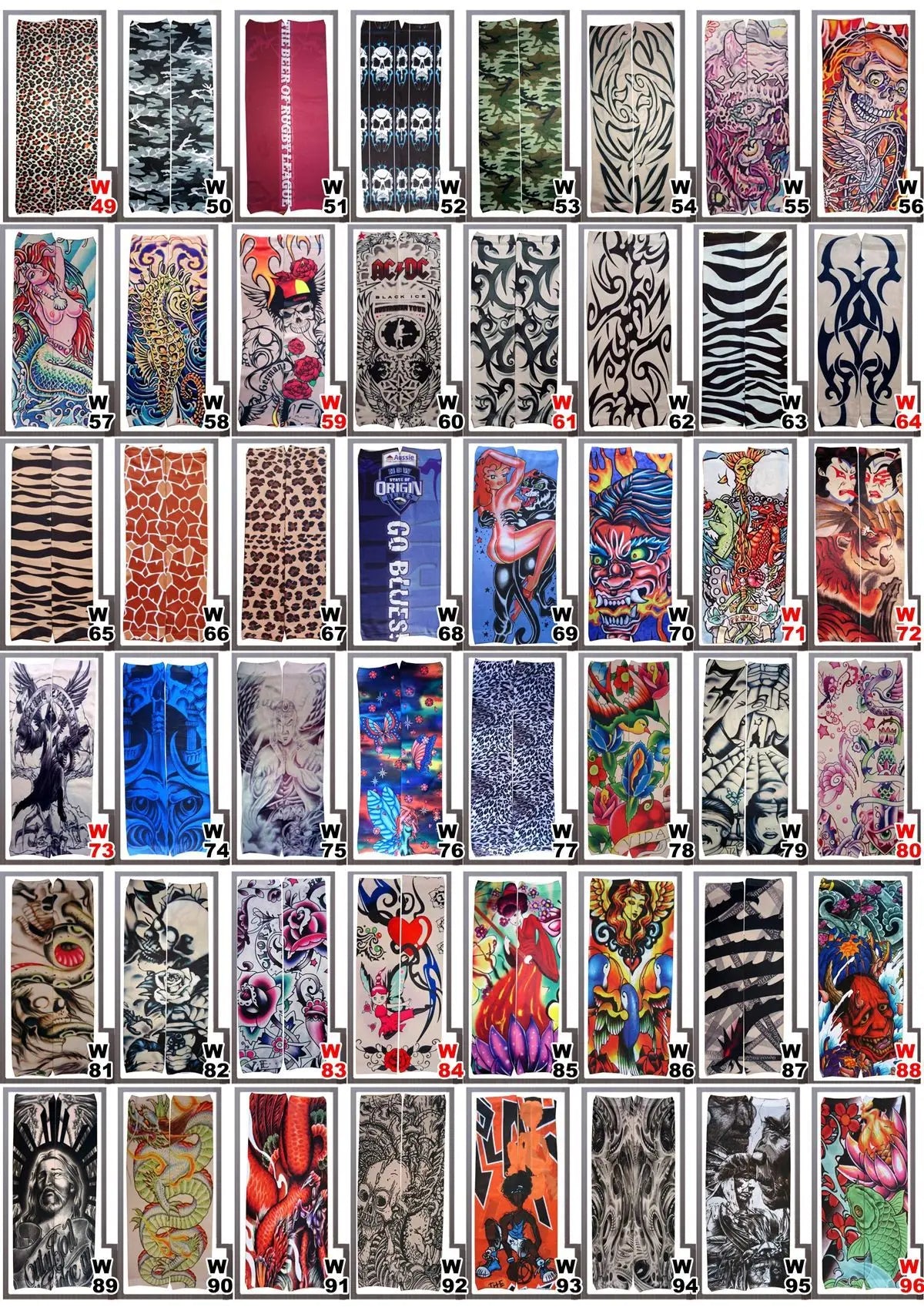 6 PCS Tattoo Sleeves Unisex Summer Cycling Sun Protection Arm Covers Beach Driving Fishing Breathable Nightclub Elastic Sleeves