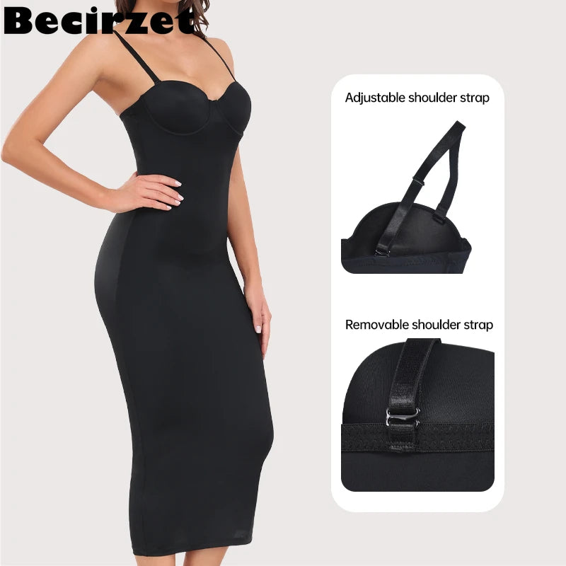 Becirzet Womens Dresses Sexy Girl Push Up Slimming Body Shaping Waist Control Black Halter Slit Backless Evening Long Dress