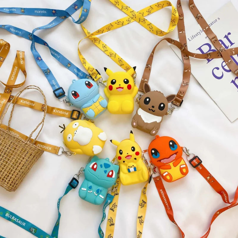 Pokemon Pikachu Lovely Fashion Bag Princess Small Storage Silicone Purse Messenger Cartoon Figures Model Toy Children's Gift Bag