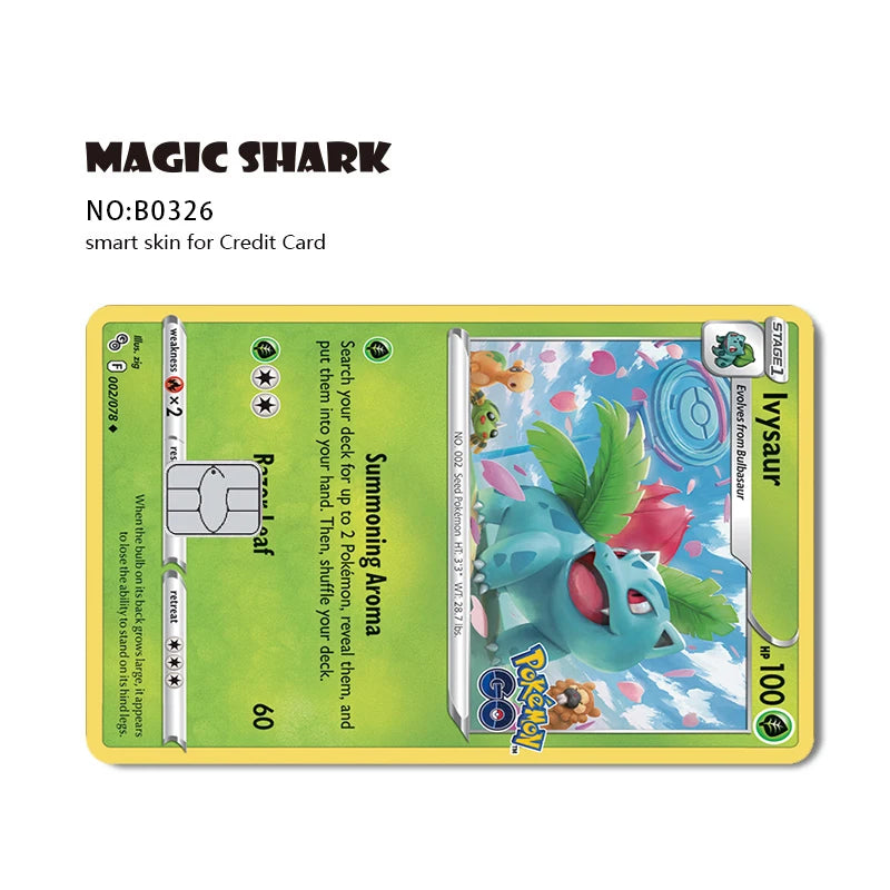 New Bulbasaur Pikachu Charmander Squirtle Mew Gengar Pokemons PTCG Film Skin Cover Sticker for Credit Debit Card