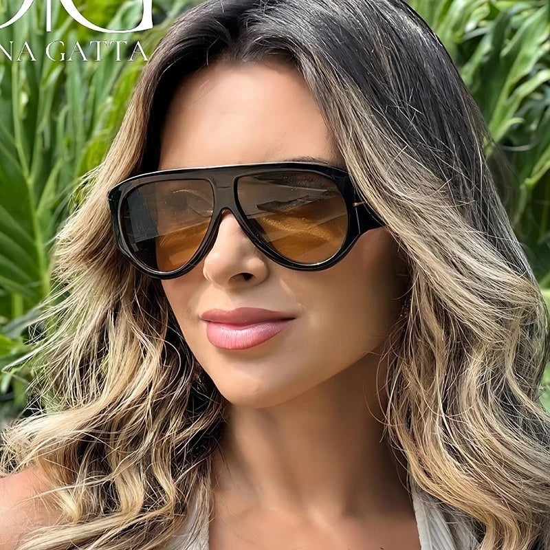 New Trendy Oversized Large Frame Y2K Cat Eye Sunglasses for Women Vintage Retro Oval Gradient Sunglasses UV400 Decoration Shades