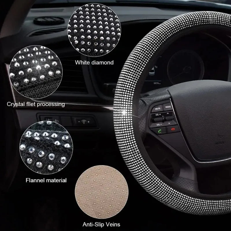 Universal Car Steering Wheel Cover Protector Anti-Slip Universal Size Fit 15inch /38cm Diameter Fashionable Car Accessories