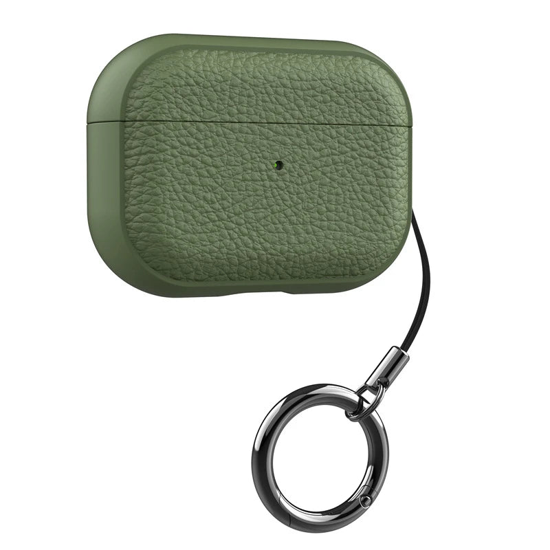 For Airpods Pro3 Case Luxury Lychee Leather Business Earphone Case with Hook Strap Headphone Cover For Apple AirPods 4 3 2 1 Pro