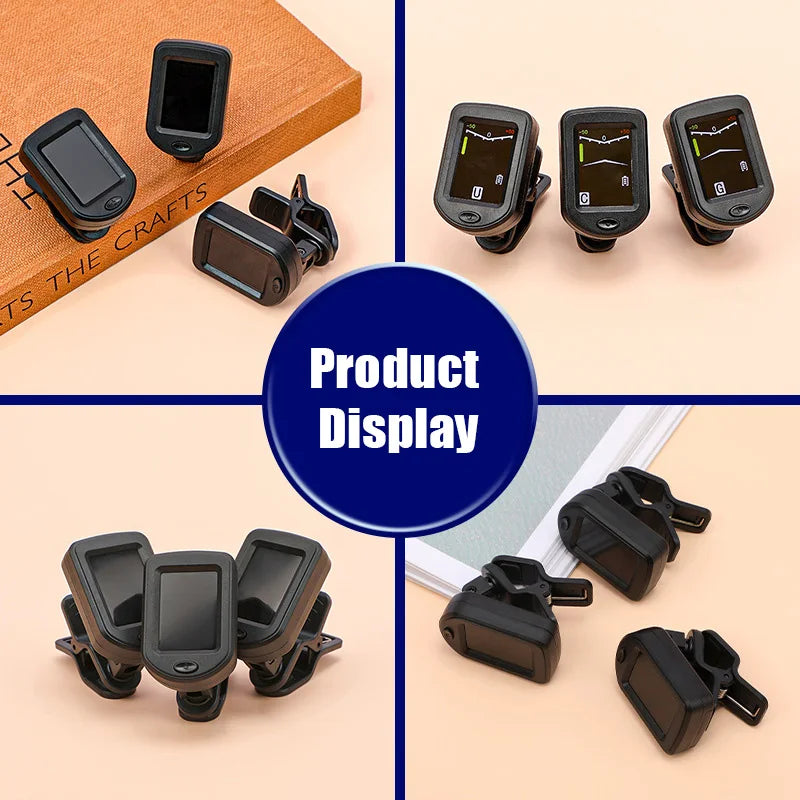 Electronic Clip-On Digital Guitar Tuner Colorful LCD Screen for Violin Bass Ukulele Chromatic Tuning Modes Bass