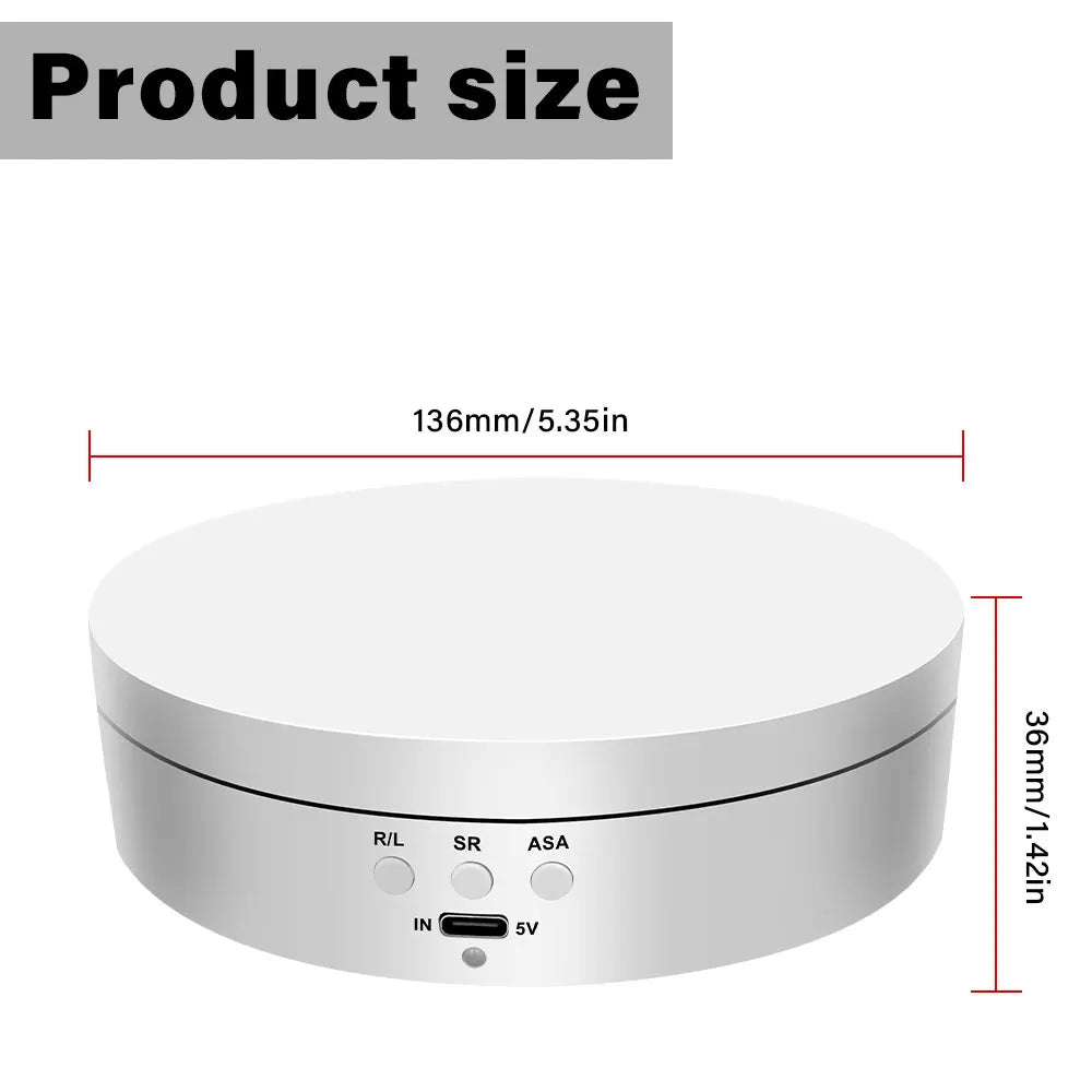 Electric Rotating Base Display Stand 3 Speeds 360 Degree Turntable Jewelry Holder USB/Battery Powered Rotating Tray