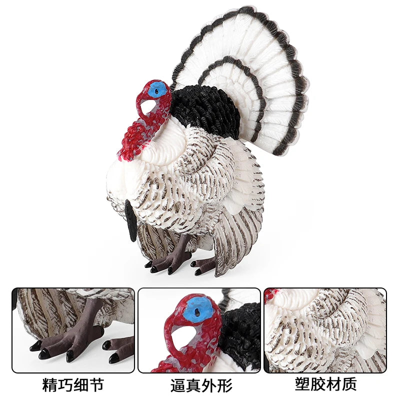 Oenux Lovely Farm Animals Hen Turkey Chook Chicken Cock Action Figure Model Figurines Poultry Miniature Educational PVC Kid Toy