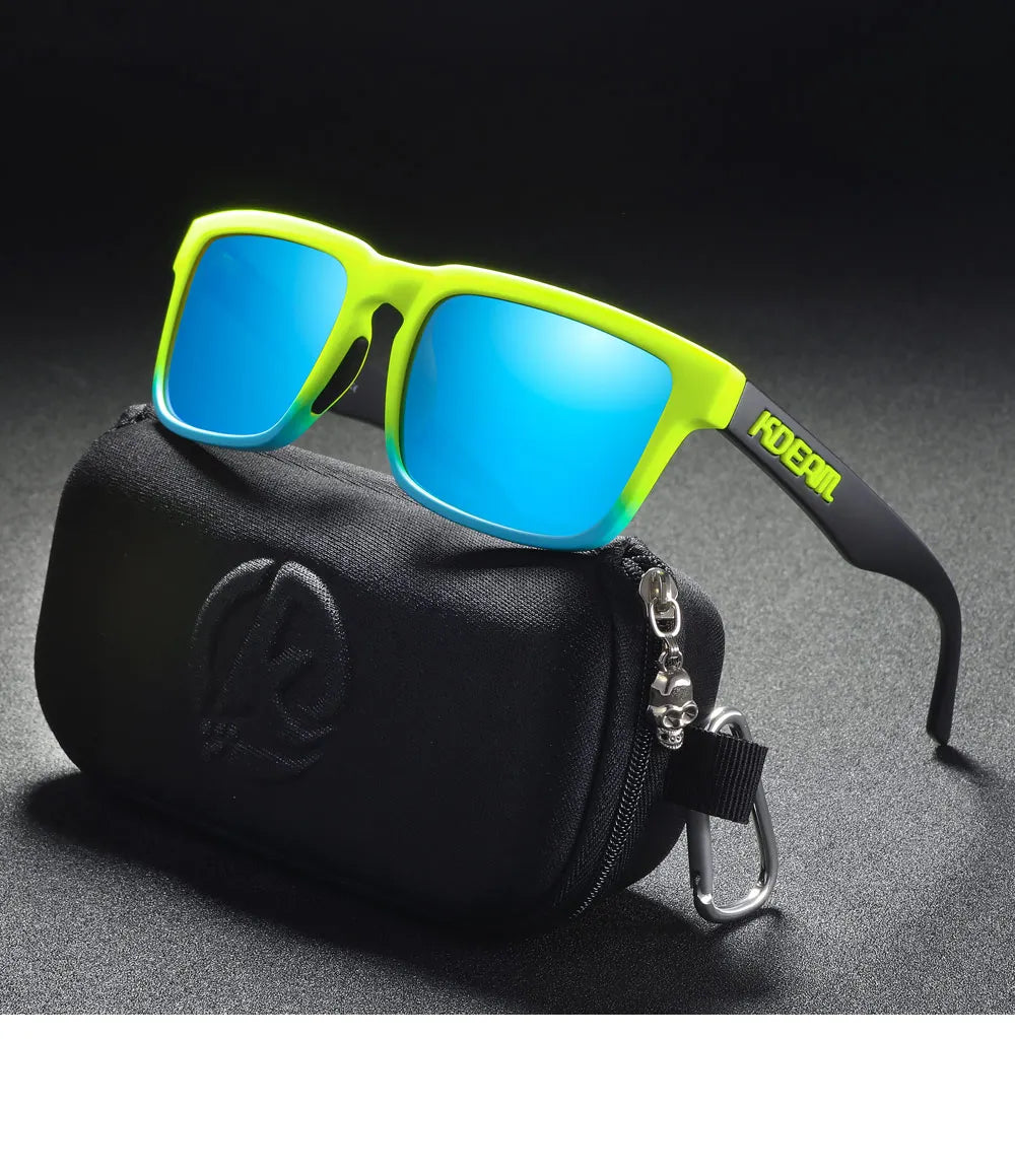 KDEAM Men's Polarized Sunglasses Square Casual Outdoors Sun Glasses Women Unisex Sunglass For Couple With Zipper Case