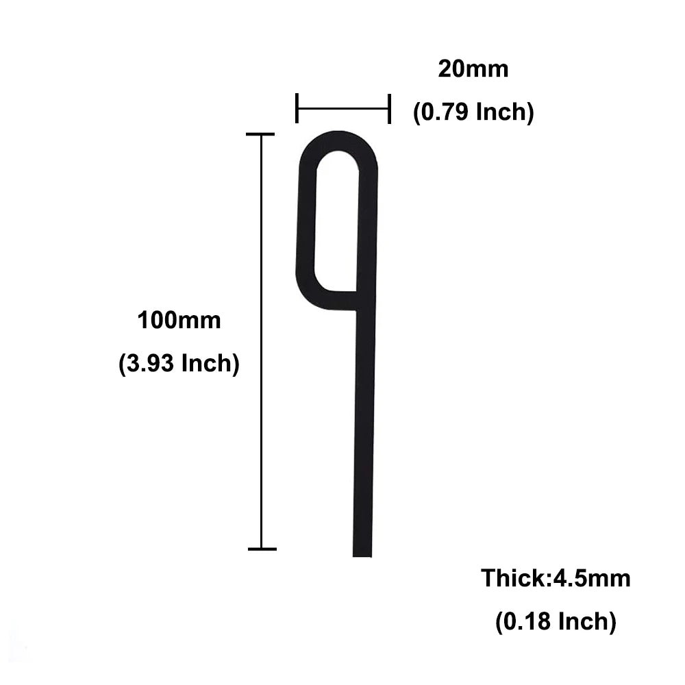 4 Inch 100mm Self Adhesive Big Modern Door Number for Exterior House Apartment Plaque Mailbox Address Digits Sticker Sign Black