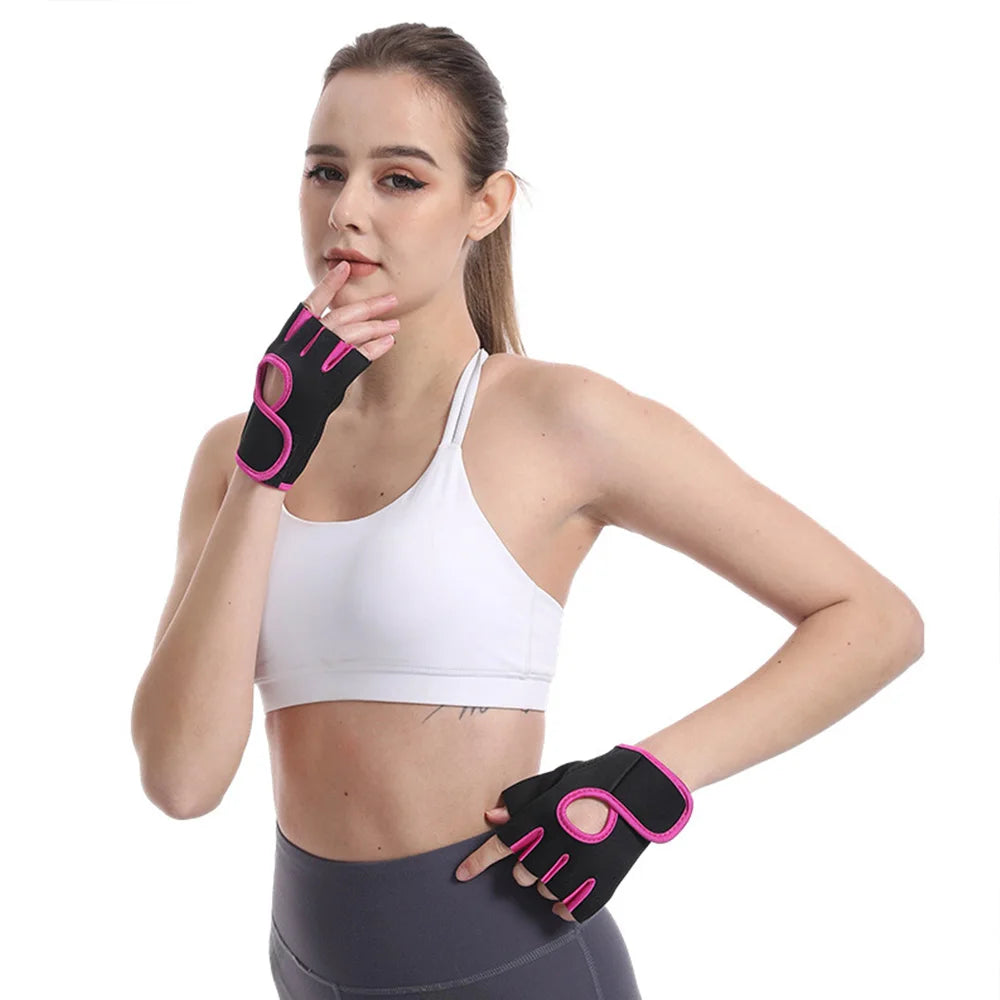 1 Pair Unisex Adjustable Sports Gloves For Autumn And Winter with Anti-slip Silicone Dots for Weightlifting Cycling Squat